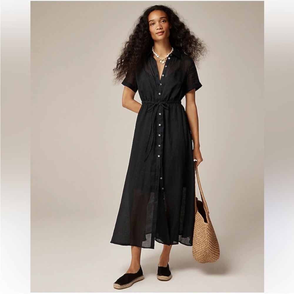 J Crew Dress 0P Cerise Shirtdress Black